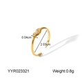 Detail view of wavy gold ring with white zircon stones and dimension markings - Wave Zircon Style (YYR023321)