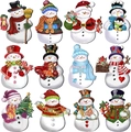Set of 12 cartoon wooden snowmen ornaments with Let it Snow sign for Christmas decor - Christmas Snowman Gnomes (24PCS)
