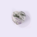 Polished heart-shaped natural gemstone pendant with purple and green spotted texture - Auspicious Jade