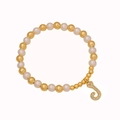 Elegant beaded bracelet with white pearls and gold letter J charm inlaid with zircons - Letter J