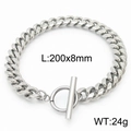 Bracciale a catena cubana da 8mm in acciaio inossidabile argento con chiusura OT - Stile Pesante Larghezza 8mm (KB165893-ZZ)