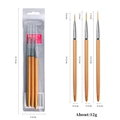 3-piece nail art liner brush set with orange metallic handles and fine nylon tips - Gold