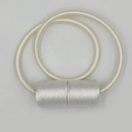 Magnetic curtain tieback in light beige braided rope with cylindrical magnetic buckles - Off-white