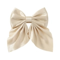 Elegant apricot satin bow hair clip for girls featuring a smooth glossy finish - Apricot (21)