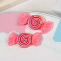 Pink resin candy charms with spiral patterns for DIY hair accessories and phone cases - Watermelon red