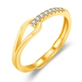 Minimalist open gold ring featuring sparkling pavé crystals and a sleek split-band design - Slim Rhinestone / Gold Color-J342
