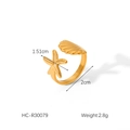 Detail of 18K gold stainless steel ring with starfish and seashell charms, weight 2.8g - Gold Starfish & Shell Style (HC-R30079)