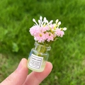 Mini fiore rosa in bottiglia di vetro con etichetta portafortuna, altezza 60mm, 9,5g - [Luminoso] Vaso Rosa