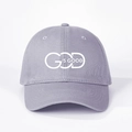 Adjustable light grey baseball cap with God Is Good white print and curved brim - Gray
