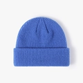 Classic blue ribbed knit beanie for men and women, thickened double-layer winter hat - B325 Cyan Blue