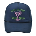 Dark blue Save Water Drink Margs trucker hat with breathable mesh and cocktail print - Adult - Adjustable / All Navy Blue