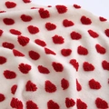 Creamy lamb wool fabric with 3D red heart embroidery for DIY gift bouquet wrapping - Red Heart Pattern 1.5*0.5m