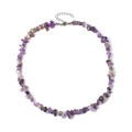 Natural purple amethyst gravel necklace with adjustable silver clasp for summer - Amethyst Crushed Stone Necklace