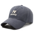 Navy blue washed cotton baseball cap with embroidered N and GRACE lettering - Navy Blue