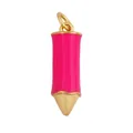 Enamel pencil pendant in vibrant pink finish with gold-plated metal accents and loop - Pencil Shape-Rose Red