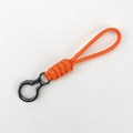 Laccetto da polso in paracord arancione con robusta clip per portachiavi in metallo nero - Stile Corto / Arancione
