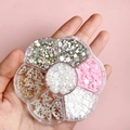 Mix of bow and pearl nail art charms in a flower-shaped 7-compartment storage box - #06 Alloy Butterfly Set