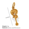 18K gold plated stainless steel guitar charm pendant with rhinestone detail - Gold Mini Guitar Pendant