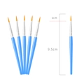 5-piece set of blue nylon hair brushes with 1cm yellow bristles and 9.5cm short handles - 9.5cm Round Brush / Blue