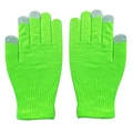 Neon green knitted winter gloves with gray touchscreen-compatible fingertips for adults - Fluorescent Green