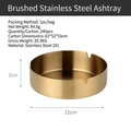 Golden brushed 201 stainless steel ashtray with three slots and 12cm diameter size - 12cm / Gold