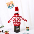 Housse de bouteille de vin avec pull en tricot renne rouge et mini bonnet de Noël - Renne Rouge