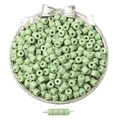 Hellgrüne zylindrische Acryl-Cremeperlen in Silberschale für DIY-Schmuckherstellung - 6×5mm 50 Stück/Packung / Hellgrün