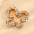 Set of 4 gold C-shaped ear cuffs with pavé white rhinestones on beige background - 1.3cm+1.6cm+1.9cm+2.1cm / KC Gold Ear Cuff 4-Piece Set - White