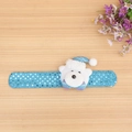 Detail of blue sequin Christmas slap bracelet with a plush polar bear character - T1-28 Non-glowing Bear Sequin