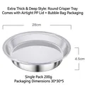 Deep round stainless steel food container 28cm with transparent airtight PP lid - Extra Thick Round Tray 1 Pc with Lid