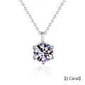 Classic S925 sterling silver necklace with a 1 carat round moissanite pendant - 1 Carat White Moissanite/White Gold