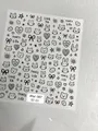 Aha! 087-01 nail stickers with hand-drawn cartoon cats, bears, bows and gold accents - Aha-8701 Black Outline