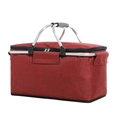 Red foldable insulated picnic basket cooler bag for outdoor camping and lunch carrying use. - Red (Upgraded with Frame) 40*23*20 cm
