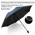 Business blue 8-rib folding umbrella with UV-blocking black glue coating for sun and rain - 8-Rib Manual Black Glue / Navy Blue