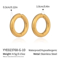 Detail view of 18K gold plated stainless steel ear clips with precise size measurements - 1.0cm Gold Style (YYE023768-G-10)