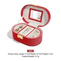 Portagioie ovale rosso in pelle PU con fibbia dorata e specchio 17,5x10,7cm - Rosso