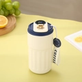 White smart thermos with blue lid, digital temperature display, and coffee lanyard strap - Smart Model / White - Blue Lid
