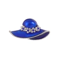 Détail macro d'une broche chapeau bleu de luxe avec cristaux brillants et émail - Style de Chapeau Bleu (AL1330-A) / Bleu