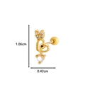 Golden cartilage piercing featuring heart and bow designs with cubic zirconia and opal - Heart Charm Style (6# Gold)