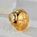 Adjustable golden open ring featuring vintage quilted texture and polished metal finish - Quilted Open Ring (R769 Ring)