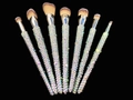 7-piece professional makeup brush set with sparkling iridescent rhinestone handles - 7-Piece Set / Silver 7Pcs Resin Mixed Rhinestones Set
