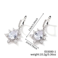 Detail view of teardrop snowflake earrings with dimensions 3.9x2cm and S925 hallmark - E03080-1 / Silver / White Zirconia