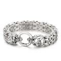 Vintage silver punk skull bracelet with double Byzantine chain and toggle clasp - Steel Color (KB161746-KFC)