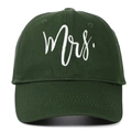 Dark green baseball cap featuring white Mrs. embroidery in a cotton twill finish - MRS / Army Green