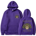 Purple Alligator Alcatraz print hoodie with kangaroo pocket and high saturation finish - Purple