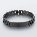 Matzwarte roestvrijstalen ID-armband met een personaliseerbare rechthoekige metalen plaat - 19.5cm / 10mm Zwart (KB136748-WGSF)