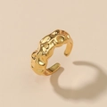 Anello aperto minimalista in ottone placcato oro con texture lavica irregolare unica - Stile Texture Lavica Irregolare Dorata (JZ579GL)