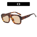 Retro Übergroße Quadratische Sonnenbrille mit dunklem Schildpattrahmen und braunen Gläsern - Leopard-Rahmen Hellteegläser