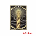 Lighthouse embroidered patch with golden rays on navy background, DIY size 6.2x9cm - Lighthouse Light (PE9258CT)