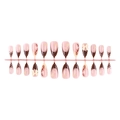 French almond press-on nails with 3D flower, brown polka dots and bow accents - Chocolate Polka Dot Bow Style (Strip Pack)
